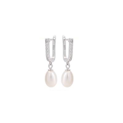 China CLASSIC Hot Sale Luxury Wedding Pearl Earrings 925 Freshwater Silver for sale