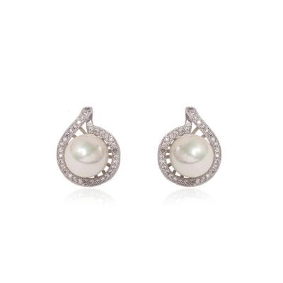 China CLASSIC Wholesale Fashion Zircon Earrings 925 Silver Teardrop Shape 8mm Studs Bead Earring for sale