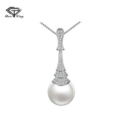 China 2020 Newest Fashion Wholesale Trendy Zircon Drop Round Luxury Pearl Pendant for sale