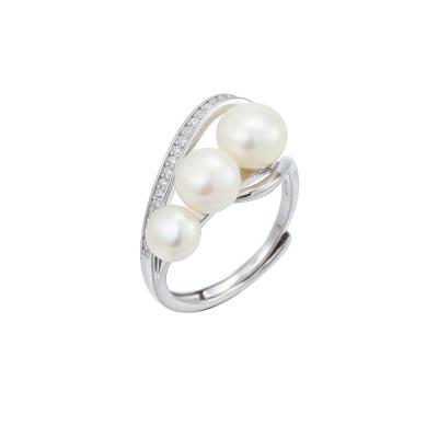 China Fashion TRENDY Design Freshwater Pearl 925 Sterling Silver Ring Adjustable Ring for Women for sale