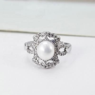 China FASHIONABLE Wholesale Ring 925 Jewelry Natural Freshwater Pearl Rings Adjustable Jewelry Women for sale