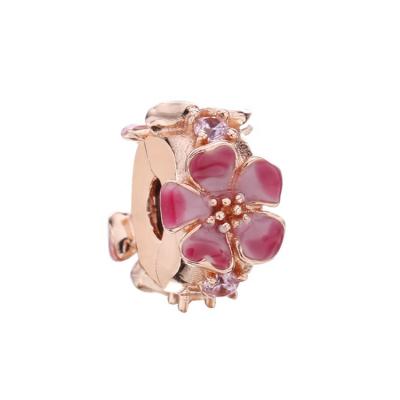 China FASHIONABLE wholesale diy pink flower clip peach european charm beads for jewelry making charms for sale