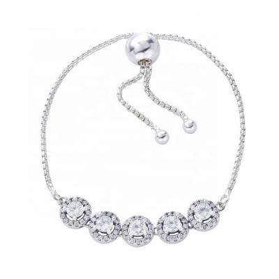 China Fashionable Success 925 Silver Adjustable Clear Zircon Charm Bracelet for sale