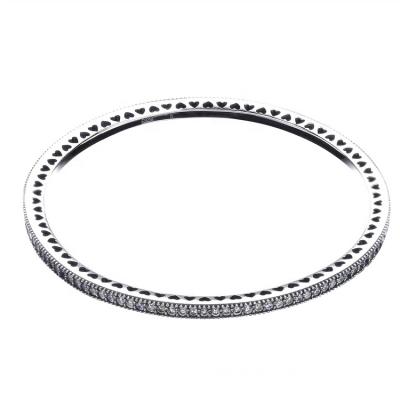 China Fashionable Wholesale Custom Genuine Jewelry 925 Silver Insert Gemstone Bangle Bracelet Full with Zircon for sale