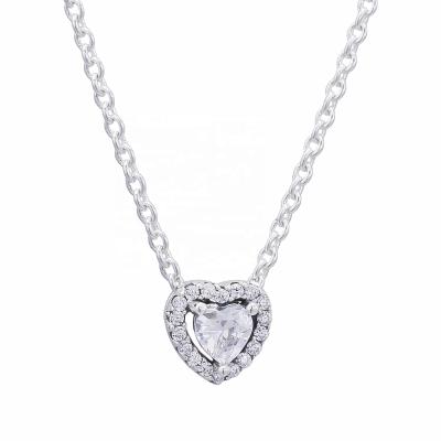 China HOT SELLER Heart Necklace LOVE Crystal Pendant Trendy Jewelry 925 Silver Necklace for sale