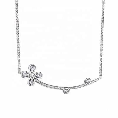 China FASHIONABLE high quality sterling silver necklace chain zircon necklaces flower for wome for sale