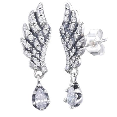 China TRENDY Statement Jewelry Earrings Wing Earring Silver Zirconia Charm Women Earrings for sale