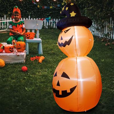 China Holiday Decoratoion Halloween Blow Up Yard Decoration Halloween Inflatable Pumpkin With Witch Hat for sale