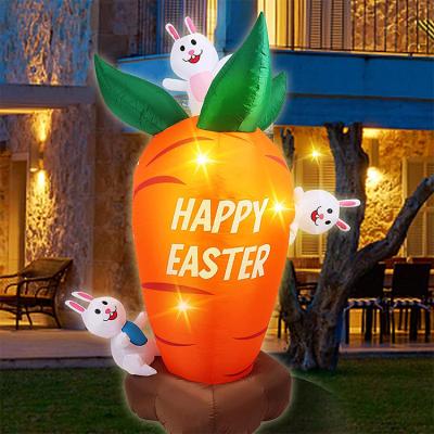 China Hot Sale Outdoor 6 Feet Carrot and Bunny Built-In Led Decoration Inflatable Easter Bunny for sale