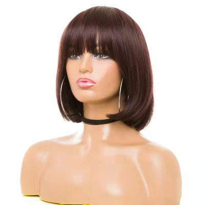 China Wholesale High Quality Natural Fit Hair Mix Wigs Short Lead Straight Wigs With Bangs For Black Women for sale