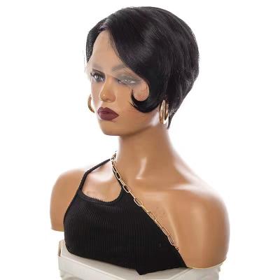 China Natural Fit Factory Hot Selling Quality Best 10 Inch Natural Color Pixie Cut Wigs Brazilian Hair HD Lace Frontal Wigs for sale