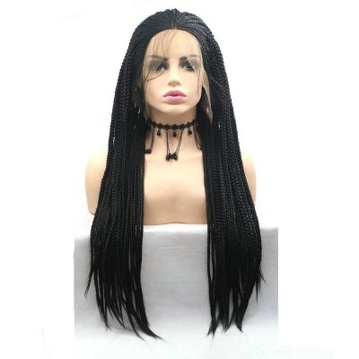 China Wholesale Natural Matching High Quality Women Hair Synthetic Lace Front Wig Box Braid Hand Made African Braided Wig Lace Braid Wig for sale