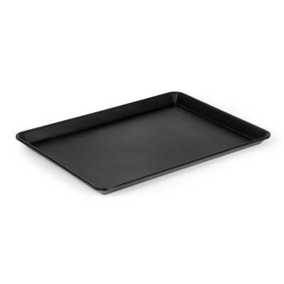 China LOGO Black Foroted Serving Tray Stock Product Custom Plastic Fast Food Melamine Rectangle Dish For Restaurant for sale