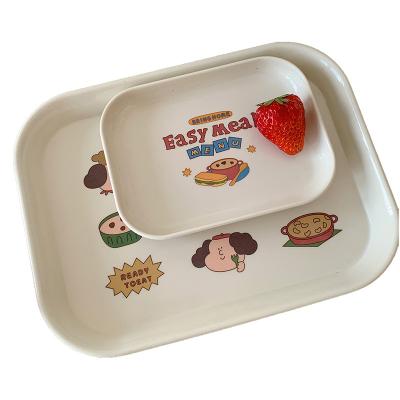 China Custom Copy Viable Colorful Cute Plastic Serving Tray Small Dinner Tray Home and Restaurant Melamine Tray for sale