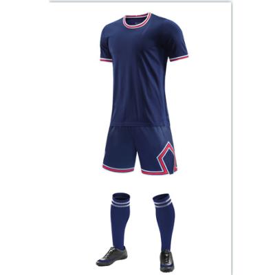 China Shirts & Complete Paris Home Sapphire Breathable Blue Sports Soccer Jersey Uniform Set for sale