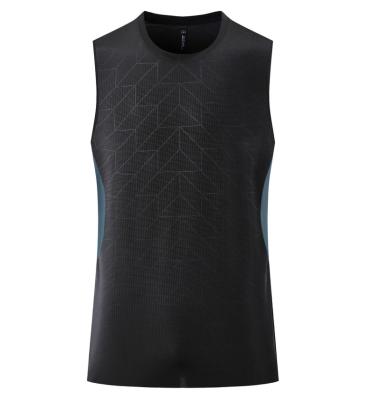 China QUICK DRY men's round-necked clothing, sports T-shirt, sweat absorption, breathable gym training vest for sale