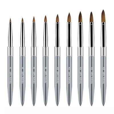 China 100% Acrylic Gel Nail Art Kolinsky Gray Handle Brush Nail Sweep Professional UV GEL Nail Art Tool for sale