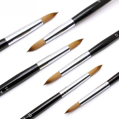 China Wholesale 100% Kolinsky Wood Acrylic Pure Hair Brushes Nail Art Black Handle Nail Brush Acrylic Nail Gel Brushes for sale