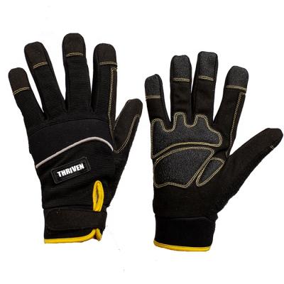 China Leather Gloves Abrasive Black Synthetic Mechanical Gloves Industrial Tool Gloves for sale