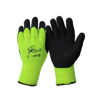 China Keep Warm 7 Gauge Acrylic Knitted Gloves Black Latex Coated Warm Gloves for sale