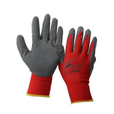 China Flexible 13 Gauge Polyester Knitted Ply Latex Dipped Gloves Red Latex Coated Work Gloves for sale