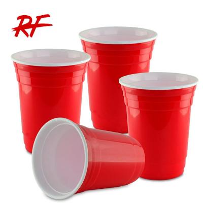 China Plastic Double Wall 16 Oz Strong Reusable Party Cup Beverage Mug for sale