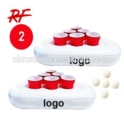 China Pool Inflatable Beer Pong Racks, Include 5 Ping Pong Balls - Poolside Party Game Float Float Set for sale