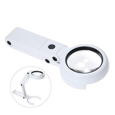 China Amazon Hot Selling 8 LED Plastic Bi-Tiered Light Shine Foldable Magnifier for sale