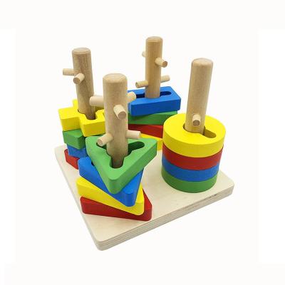 China Educational Funny Toy Best Selling Colorful Kids Building Block Toys Solid Wood Stacking Toys For Children for sale