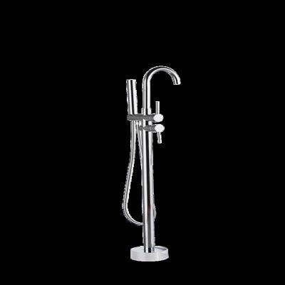 China Without Chrome Floor Standing Faucet Slide Bar Waterfall Bath Filler Single Handle Bathroom Faucet Brass With Hand Shower for sale