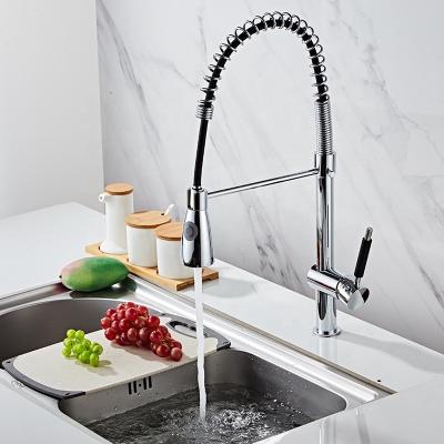 China Universal Household Sink Kitchen Multifunctional Copper Pull Spring Modern Sink Hot And Cold Rotating Vegetable Faucet for sale