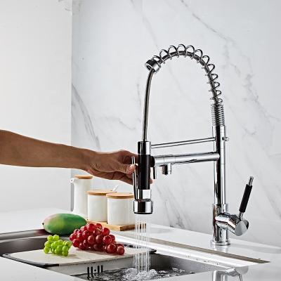 China Modern Deck Mounted Hot And Cold Water Sink Faucet Mixer Tap Stainless Steel Pull Down Kitchen Outlet Faucet for sale