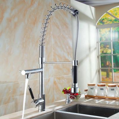 China Thermostatic Faucets Copper All Chrome Plated Single Main Pull Out Kitchen Faucet Spring Style Modern Sink Faucets for sale