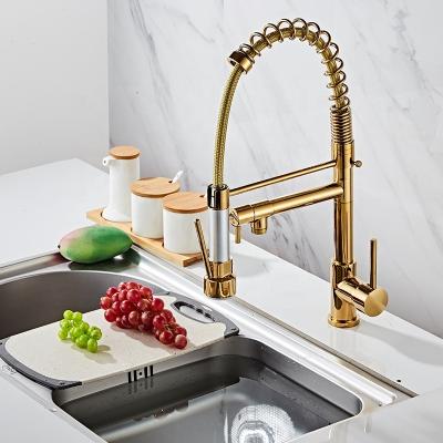 China Sense Faucets Pull Down Faucets Hot And Cold Stainless Steel 360 Degree Rotation Spring Sprayer Kitchen Faucet for sale