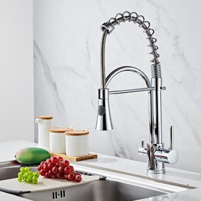 China Single Sense Faucets Style Commercial Sturdy Spring Handle Pull Down Kitchen Sink Faucet With Sprayer, Pull Out Kitchen Faucet for sale