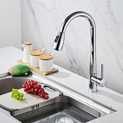 China Kitchen Sink Faucet Kitchen Faucet All-Copper Modern Household Shower Cold And Hot Pull-Out Type Sink Faucet for sale