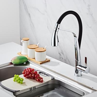 China Modern Faucet Hot And Cold Basin Mixing Valve Faucet All Leather Tube Rotation Kitchen Faucet Copper Brushed Universal Sink for sale