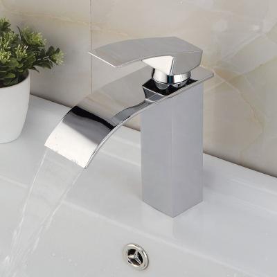 China Thermostatic Faucets Style Bathroom Single Hole Waterfall Faucets Full Copper Hot And Cold Basin Taps Single Hole Bathroom Sink Faucet for sale