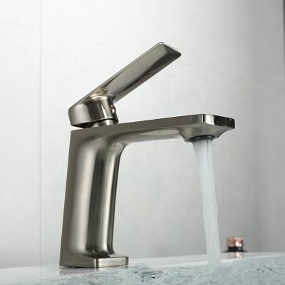 China Sense Faucets Factory Direct Single Hole Bathroom Basin Basin Mixer Tap Stainless Steel Cold And Hot Brushed Faucet for sale