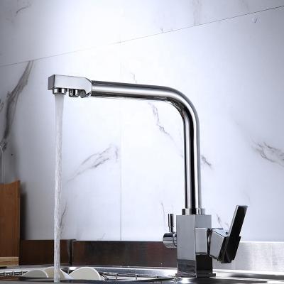 China Hot Selling Amazon Square Kitchen Faucet Copper Faucet Double-position Fruit Bowl Single Celluloid Plated Adjustable Faucet Thermostatic Faucets for sale