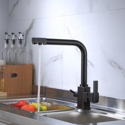 China Hot-selling Amazon Square Head Full Copper Faucet Full Plant Faucet Black Duplex Type Thermostatic Faucets Retro Faucet Sink Kitchen Faucet for sale