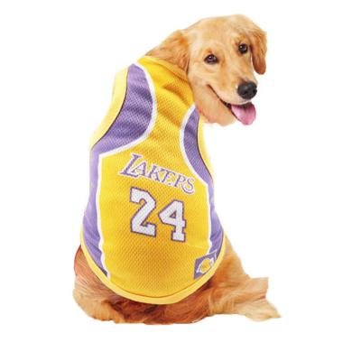 China Viable Dog Basketball Sports Invest Pet Cat Clothes Puppy Sportswear Summer Fashion Cotton Lakers Cool Breathable Shirt for sale