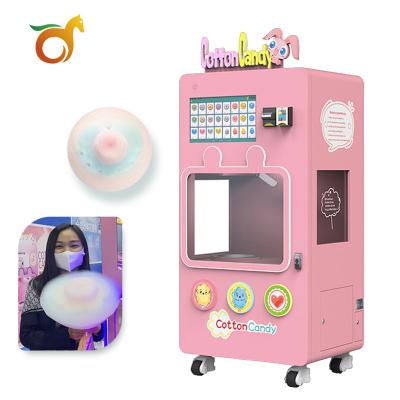 China Metro Station Airport Mall Cotton Candy Machine Automatic Children's Fancy Color Electric Self-Service Cotton Candy Vending Machine for sale