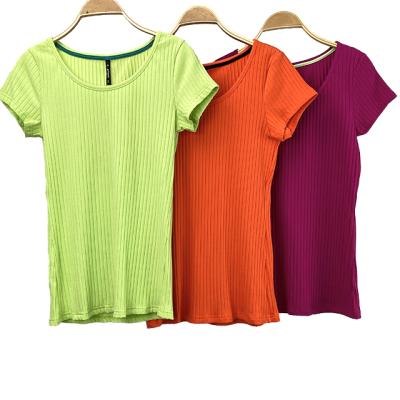 China Anti-pilling Colorful rib fabric blouse 2021 fashion casual tops girls blouse women ladies clothing for sale