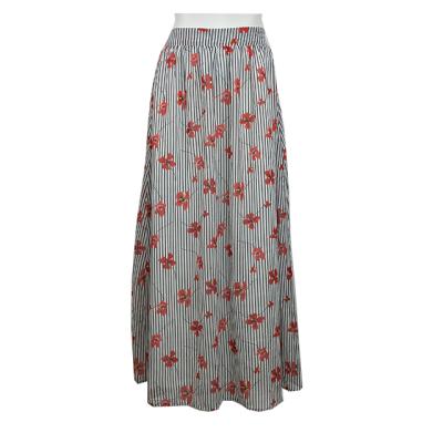 China Breathable Women Dress Ladies Dress Office Long Skirt New Fashion High Waist Casual Whirt&back Strip&flowers Print for sale