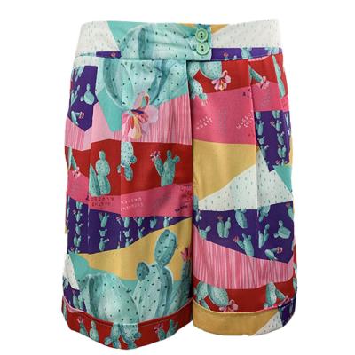 China 2021 New Anti-Wrinkle Ladies Fashion Shorts Women Pants Digital Printing Factory Casual Style Double Layer Short In Button Have Lining for sale