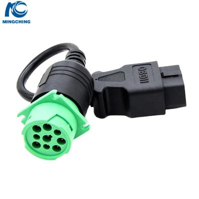 China All Car Series OBD2 Cable J1939 9 Pin Diesel To 16Pin OBD2 Adapter Truck Diagnostic Converter Cable for sale