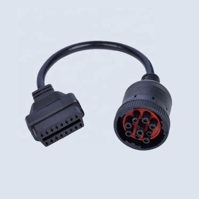 China All Car Serial German J1939 9 Pin Interface To OBD2 Female Truck Diagnostic Cable for sale