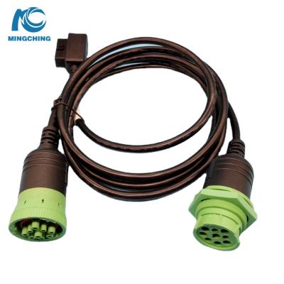 China Heavy Truck Diagnostic Fault Code J1939 Type - Green 2 To OBD2 Adapter German Cable for sale