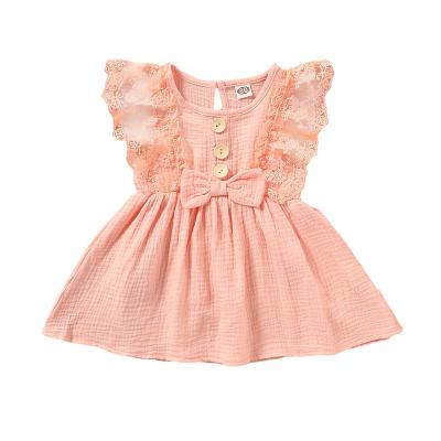 China Anti-wrinkle dresses for girls casual girl dresses pink lace sleeveless kids dresses girl party for sale